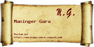 Maninger Gara névjegykártya